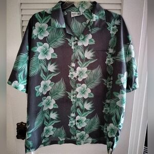 Makani Men's 3XL Hawaiian Shirt Green Floral Vintage Aloha